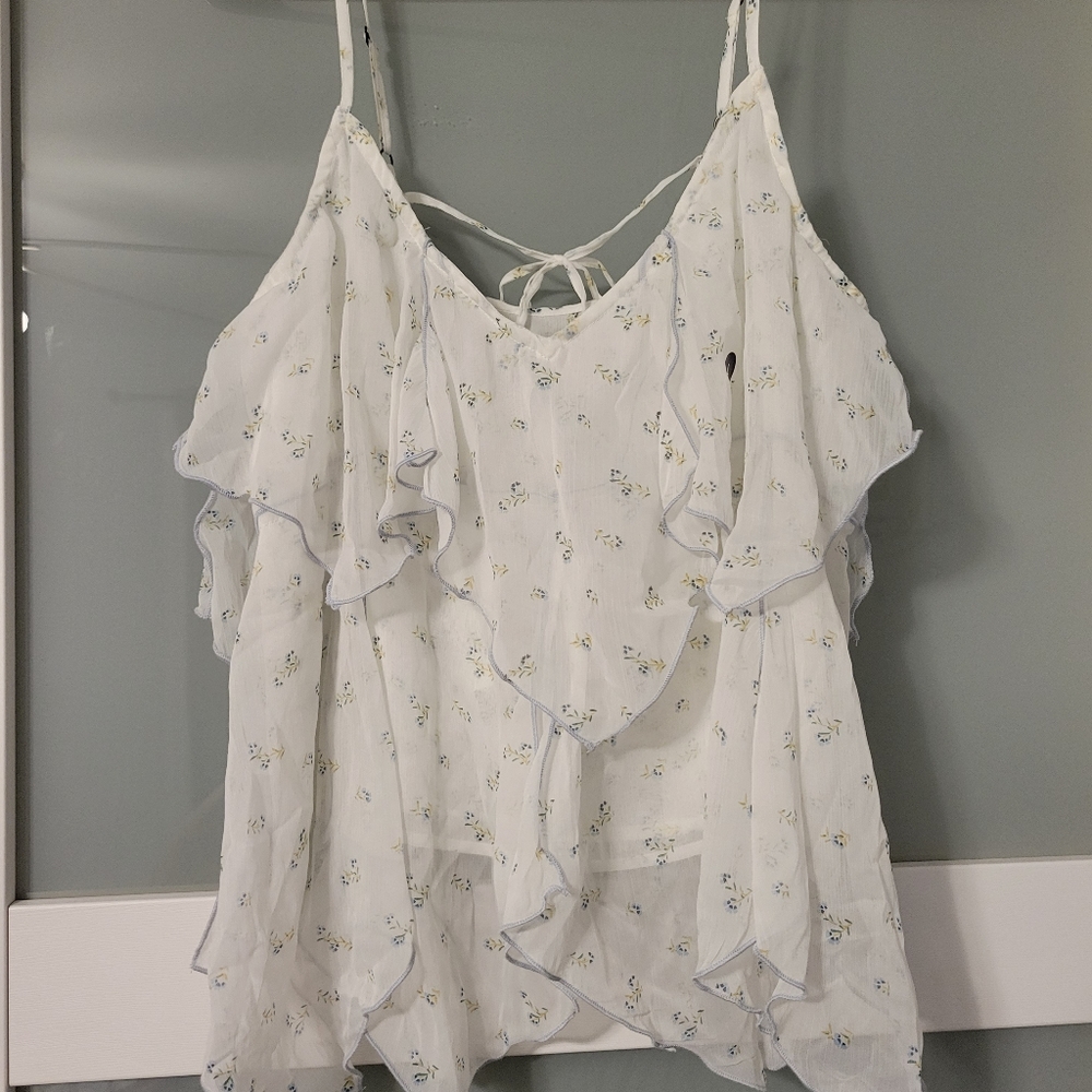 ABERCROMBIE & FITCH CHIFFON FLOWY TANK